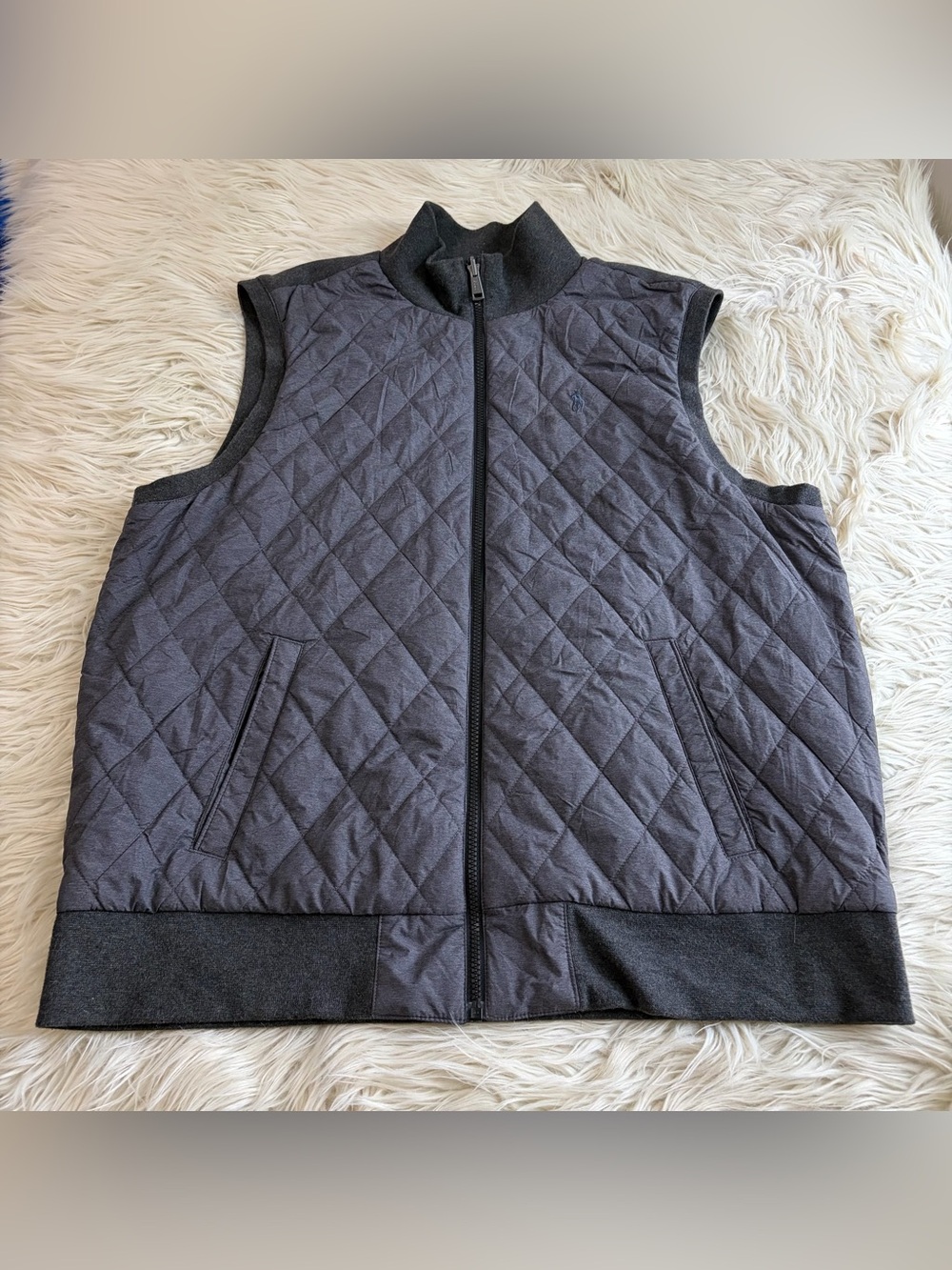 Polo Ralph Lauren Gray Reversible Vest Quilted Full Zip Pony Logo Men’s Size XL